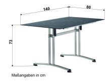 Gartentisch >5375-20< in Schiefer anthrazit, Polytec® - 140x73x80cm (BxHxT)