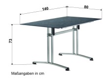 Gartentisch >5375-30< in Schiefer anthrazit, Polytec® - 140x73x80cm (BxHxT)