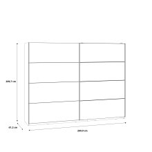 Kleiderschrank >Jacky< in Script-Schlammeiche/Spiegel B/H/T ca.269,9x209,7x61,2cm