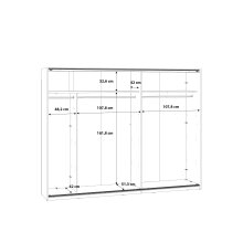 Kleiderschrank >Jacky< in Script-Schlammeiche/Spiegel B/H/T ca.269,9x209,7x61,2cm