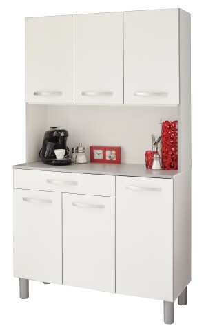 Küchenbuffet >Spoon 1< in Weiss / Grau - 101x185x40cm (BxHxT)