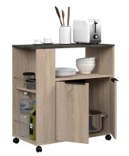 Küchenbuffet >Fumay 1< (Set mit Küchenwagen) in Eiche Nachbildung / 150-Beton Optik