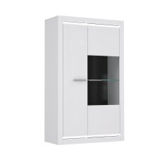 Vitrine >L-Light< in weiss mit Klarglas - 98x160x41,3cm (BxHxT)