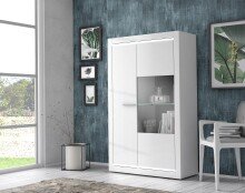 Vitrine >L-Light< in weiss mit Klarglas -...