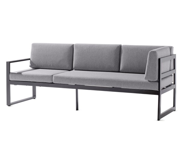Gartenlounge-Bank >Adelaide< (3-Sitzer) in hellgrau - 213x81x69 (BxHxT)