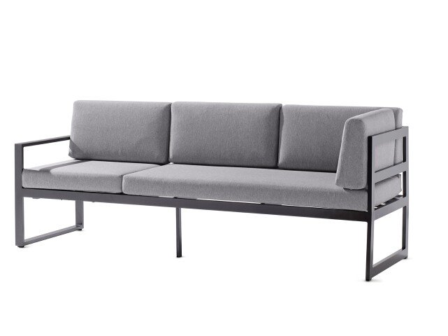 Gartenlounge-Bank >Adelaide< (3-Sitzer) in hellgrau - 213x81x69 (BxHxT)