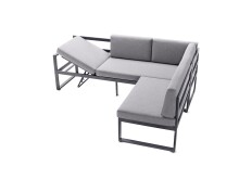 Gartenlounge-Bank >Adelaide< (3-Sitzer) in hellgrau - 213x81x69 (BxHxT)