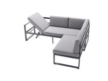 Gartenlounge-Bank >Adelaide< (3-Sitzer) in hellgrau - 213x81x69 (BxHxT)