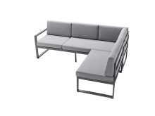 Gartenlounge-Bank >Adelaide< (3-Sitzer) in hellgrau - 213x81x69 (BxHxT)