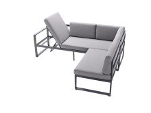 Gartenlounge-Bank >Adelaide< (3-Sitzer) in hellgrau - 213x81x69 (BxHxT)