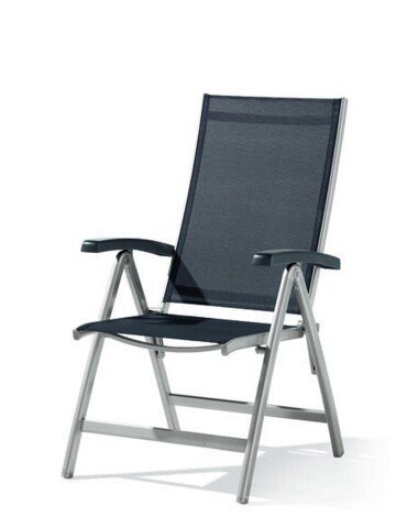 Klappstuhl >Bodega< in grau/anthrazit, Kunstfasergewebe - 71x109x62cm (BxHxT)