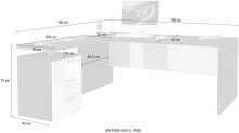 Eckschreibtisch >Novara< in wotan eichefarben, Holzwerkstoff - 100x75x60 (BxHxT)