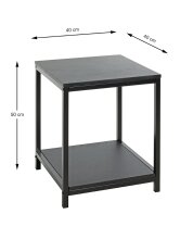 Beistelltisch >52572< in schwarz, MDF, Metall - 40x50x40cm (BxHxT)