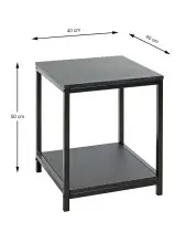 Beistelltisch >52572< in schwarz, MDF, Metall -...