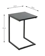 Beistelltisch >52593< in schwarz, MDF, Metall -...