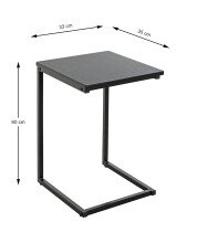 Beistelltisch >52593< in schwarz, MDF, Metall - 33x60x35cm (BxHxT)