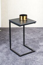 Beistelltisch >52593< in schwarz, MDF, Metall - 33x60x35cm (BxHxT)