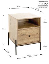 Konsole >52469< in eiche, schwarz, MDF, Metall -...