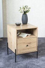 Konsole >52469< in eiche, schwarz, MDF, Metall - 45x60x47cm (BxHxT)