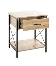 Konsole >52470< in eiche, schwarz, MDF, Metall - 45x60x40cm (BxHxT)