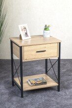 Konsole >52470< in eiche, schwarz, MDF, Metall - 45x60x40cm (BxHxT)