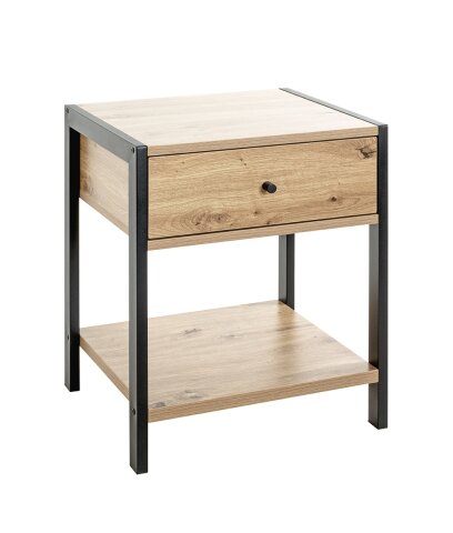 Konsole >52481< in eiche, schwarz, MDF, Metall - 48x60x43cm (BxHxT)