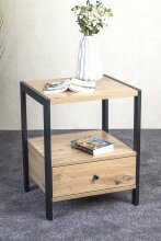 Konsole >52481< in eiche, schwarz, MDF, Metall - 48x60x43cm (BxHxT)