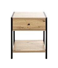 Konsole >52481< in eiche, schwarz, MDF, Metall - 48x60x43cm (BxHxT)