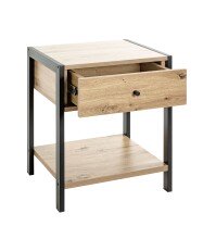 Konsole >52481< in eiche, schwarz, MDF, Metall - 48x60x43cm (BxHxT)