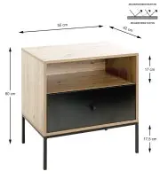 Konsole >54413< in eiche, schwarz, MDF, Metall -...