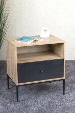 Konsole >54413< in eiche, schwarz, MDF, Metall - 55x60x42cm (BxHxT)