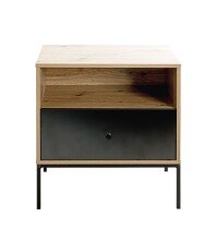 Konsole >54413< in eiche, schwarz, MDF, Metall - 55x60x42cm (BxHxT)