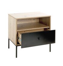 Konsole >54413< in eiche, schwarz, MDF, Metall - 55x60x42cm (BxHxT)