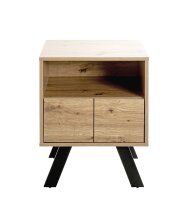 Konsole >54414< in eiche, schwarz, MDF, Metall - 45x60x40cm (BxHxT)