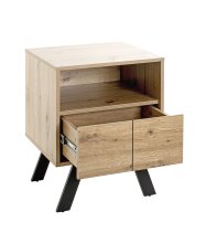 Konsole >54414< in eiche, schwarz, MDF, Metall - 45x60x40cm (BxHxT)