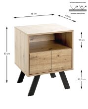 Konsole >54414< in eiche, schwarz, MDF, Metall -...