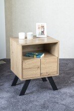 Konsole >54414< in eiche, schwarz, MDF, Metall - 45x60x40cm (BxHxT)