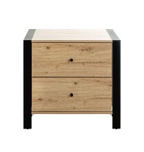 Konsole >54415< in eiche, schwarz, MDF, Metall - 60x60x42cm (BxHxT)