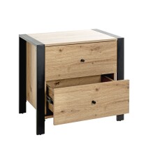 Konsole >54415< in eiche, schwarz, MDF, Metall - 60x60x42cm (BxHxT)