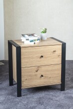 Konsole >54415< in eiche, schwarz, MDF, Metall - 60x60x42cm (BxHxT)