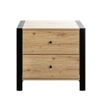 Konsole >54415< in eiche, schwarz, MDF, Metall - 60x60x42cm (BxHxT)