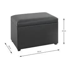 Sitztruhe >52524< in schwarz - 58x42x39cm (BxHxT)