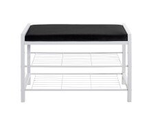 Schuhbank >54343< in schwarz, weiß, Metall, Samtgewebe - 75x50x32cm (BxHxT)