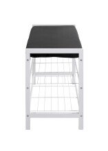 Schuhbank >54343< in schwarz, weiß, Metall, Samtgewebe - 75x50x32cm (BxHxT)