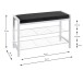 Schuhbank >54343< in schwarz, weiß, Metall, Samtgewebe - 75x50x32cm (BxHxT)