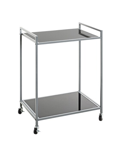 Beistelltisch >24197< in grau, Metall, Sicherheitsglas 5 mm - 50x69x36cm (BxHxT)