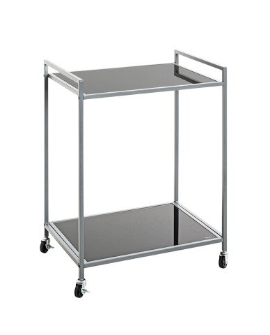 Beistelltisch >24197< in grau, Metall, Sicherheitsglas 5 mm - 50x69x36cm (BxHxT)