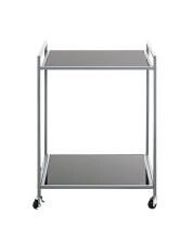 Beistelltisch >24197< in grau, Metall, Sicherheitsglas 5 mm - 50x69x36cm (BxHxT)