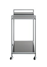 Beistelltisch >24197< in grau, Metall, Sicherheitsglas 5 mm - 50x69x36cm (BxHxT)