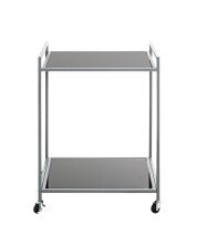 Beistelltisch >24197< in grau, Metall, Sicherheitsglas 5 mm - 50x69x36cm (BxHxT)